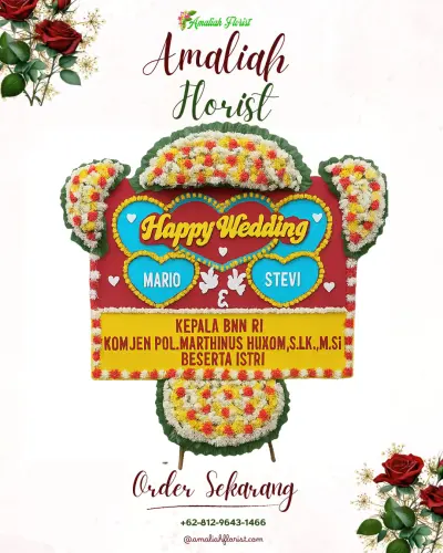 Karangan Papan Bunga Pernikahan di Sadia